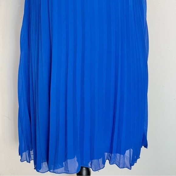 Sequin Hearts Blue Dress Prom Formal Holiday Accordion Shift Rhinestones Medium - Picture 7 of 12